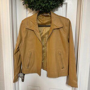 Newport News Easy Style Camel Colored Women's Vintage Leather Jacket-10
